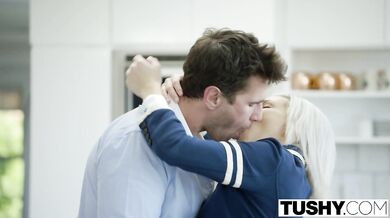 Cute blonde go fucked in kitchen