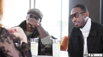 Redhead MILF fucks in a threesome with two big black cocks