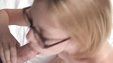 Blonde amateur gets fucked in POV and takes a cumshot on her petite tits