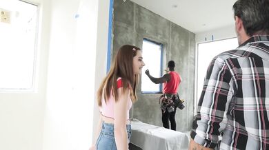 Stepdaughter Reese Robbins enjoys riding big black cocks in interracial sex video while daddy is watching