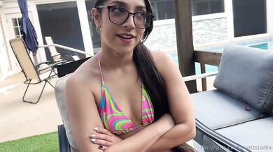 Madison Wilde's thick Latina stepsister gets creampied in POV outdoor creampie porn