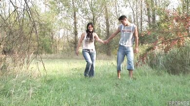 Horny granny gets fucked outdoors by a young guy