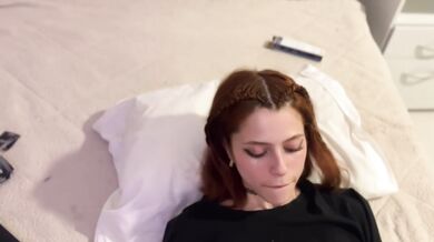 Redhead girlfriend fucked on webcam