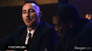 This brunette beauty gets her brains fucked out while two studs ream her from both ends.