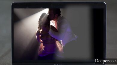 Gravity works against her as Richard delivers a brutal internal wrecking to the bound and helpless adult superstar.