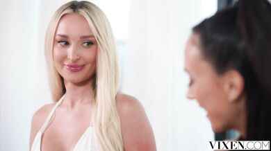 Blonde bombshell Meagan Moore brings her bestie into the threesome action