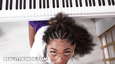 Barbie (W4B) gets doubled over the keyboard and drilled hard during her private piano lesson