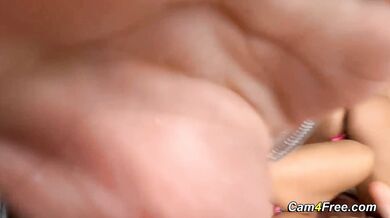 This naughty amateur duo puts on a clinic in pussy licking and hard solo play while their big tits bounce in front of the cams