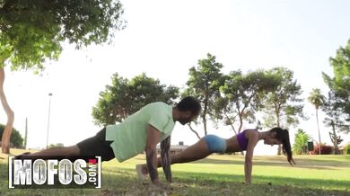 This thirsty trainer gets her brains fucked out while Scott reams her to the limit