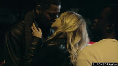 Blonde beauty experiences a mind blowing interracial double penetration climax