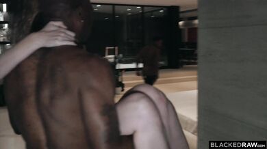 Horny Ashley Lane enjoys an intense interracial tag-team with two giant cocks