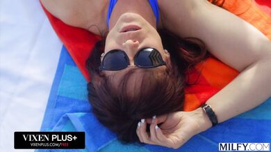 Total poolside pleasure as a curvy MILF dominates her partner in the cowgirl position