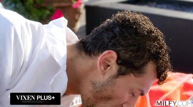 Total poolside pleasure as a curvy MILF dominates her partner in the cowgirl position