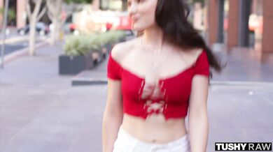 A beautiful girl experiences a deep and wide anal stretching that leaves her gaping and satisfied