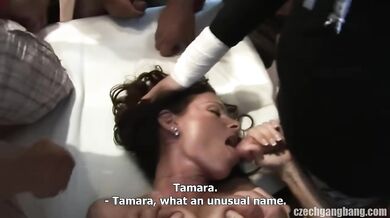 She gets drilled in every hole while boyfriend looks on