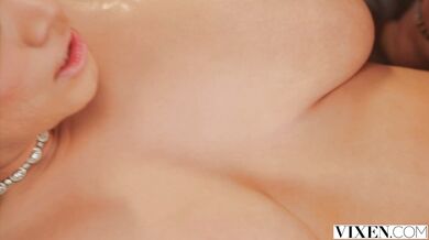 Horny Violet deepthroating her bodyguard for a messy finish