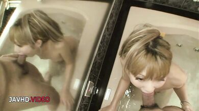 Brutal hairy pussy stretching for Saki Oshiro after a sloppy blowjob