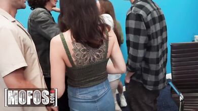 Bree Brooks riding Johnny Love's big cock right in the podcast studio