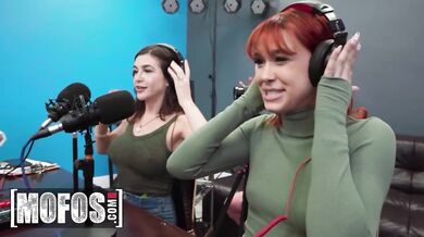 Bree Brooks riding Johnny Love's big cock right in the podcast studio